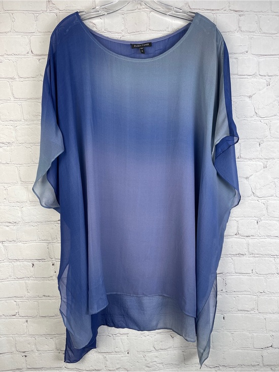 Eileen Fisher Tops - EILEEN FISHER sheer blue ombre lightweight flowy 100% silk tunic top, size XL